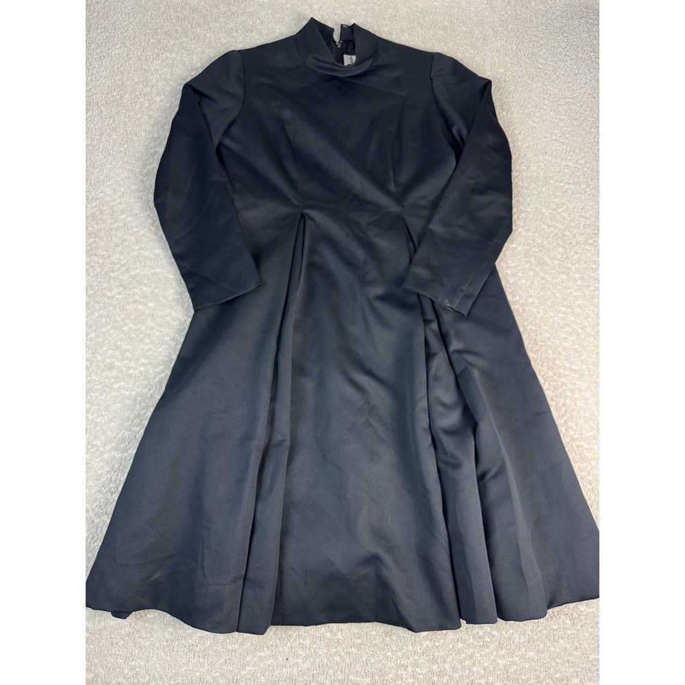 Nat Kaplan Couture Dress Womens Medium Black Vintage Mock Neck Maxi Fit & Flare
